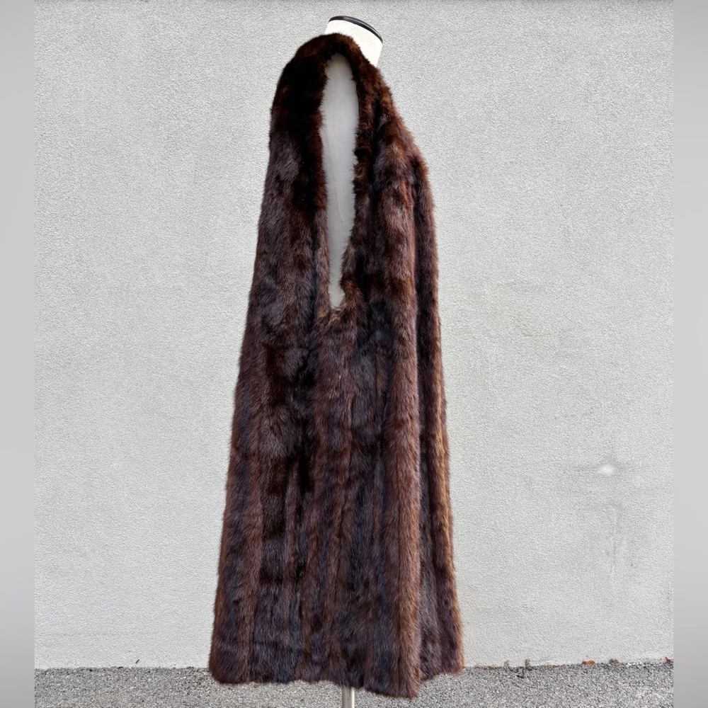 Vintage chocolate mink oversize  sleeve less Fur Coat - Picture 8 of 12